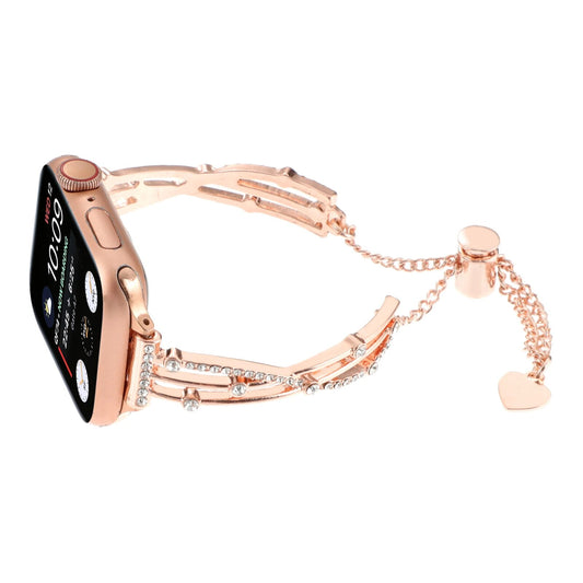 Floral Elegance Rhinestone-Encrusted Apple Watch Band