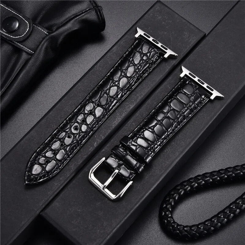 Crocus Elegance Genuine Crocodile-Patterned Leather Apple Watch Band