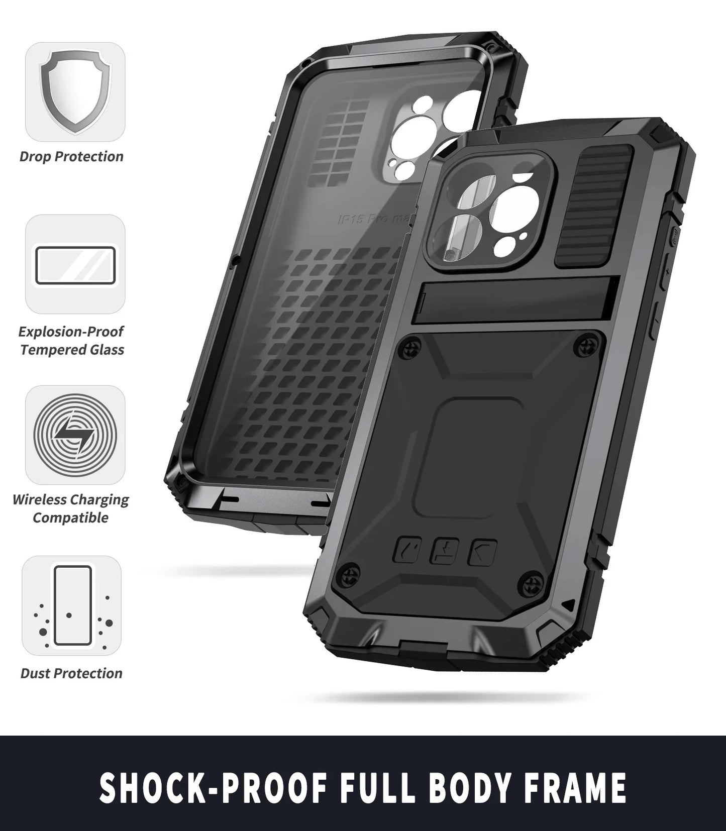 AquaShield Heavy Duty Waterproof Case for iPhone 15