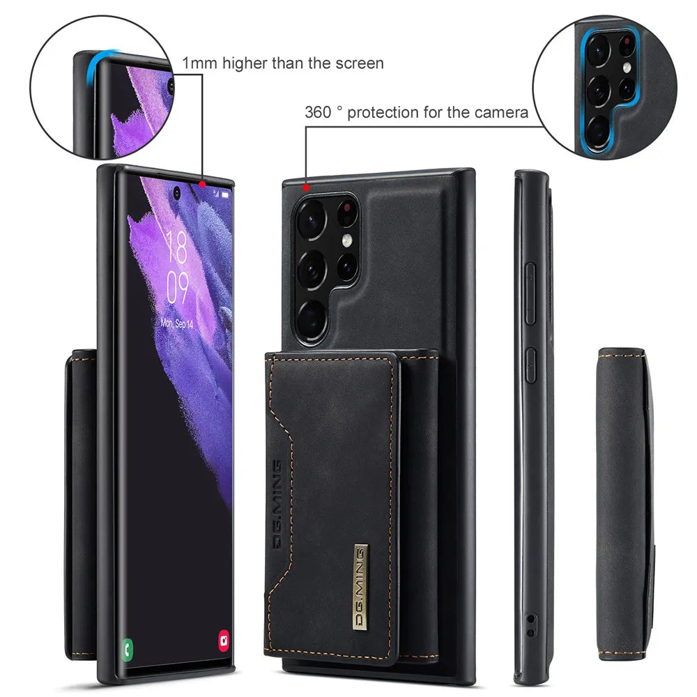 MingCraft 2-in-1 Magnetic Leather Wallet Case for Samsung S24