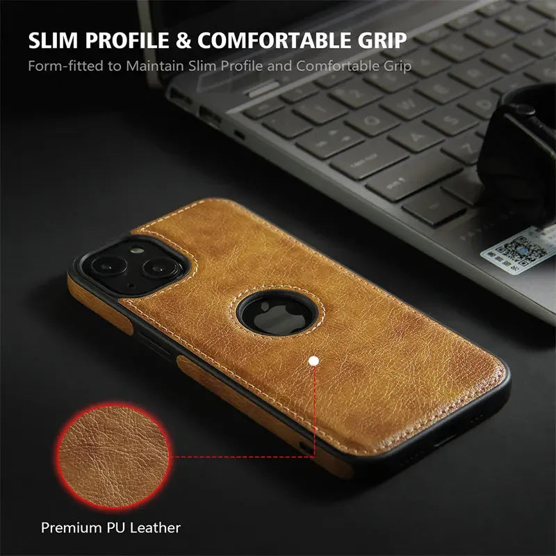 SlimGuard Leather Case for iPhone 16