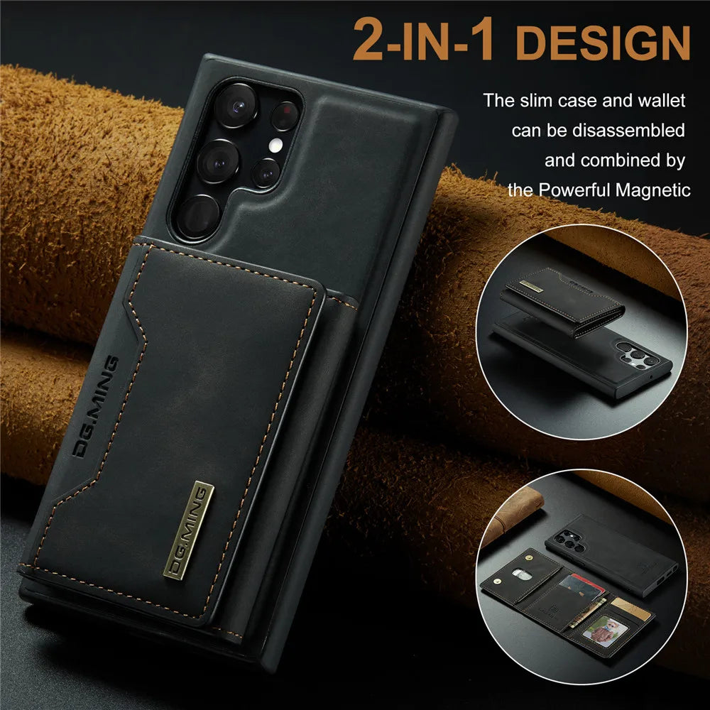 MingCraft 2-in-1 Magnetic Leather Wallet Case for Samsung S24