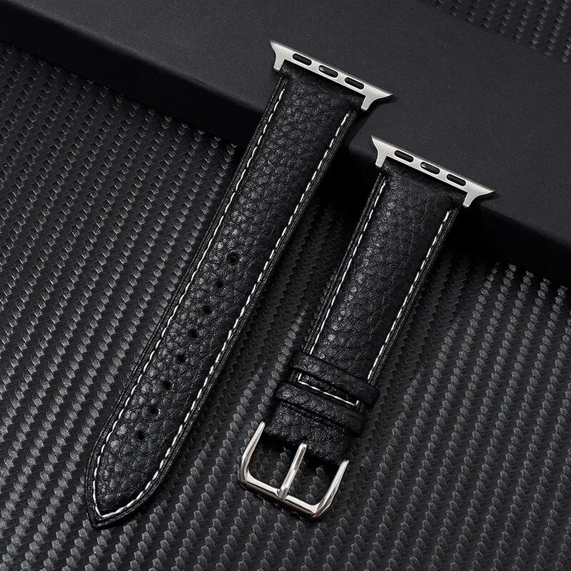 Exquisite Lychee Luxe: Textured Leather Apple Watch Band