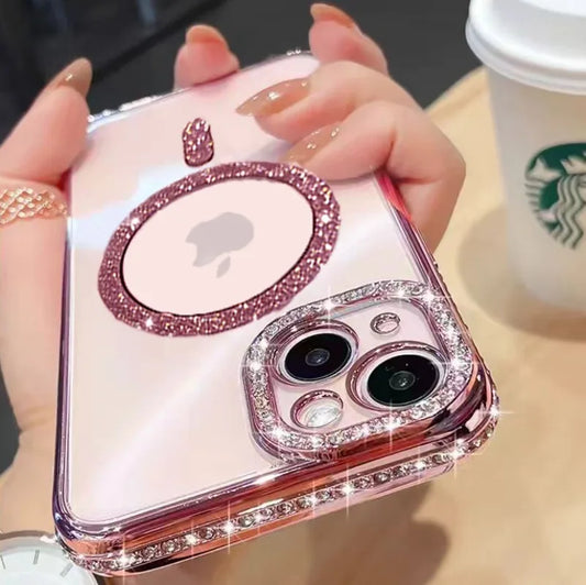 Rhinestone Candy Pink Magnetic Bumper Case for iPhone