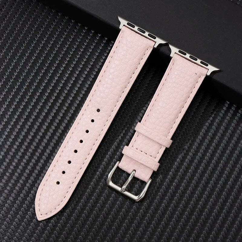 Exquisite Lychee Luxe: Textured Leather Apple Watch Band