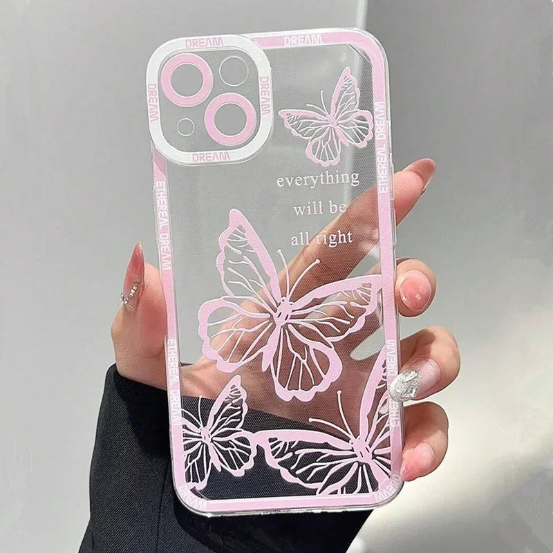 Pink Butterfly Pattern Case for iPhone