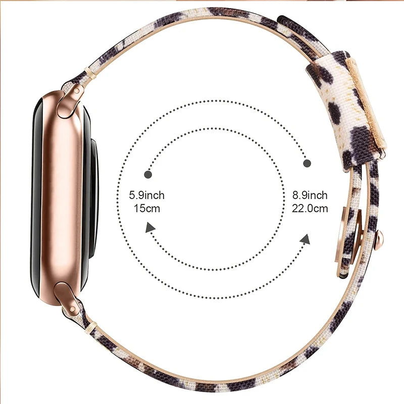 Safari Elegante Leopard Print Leather Apple Watch Band