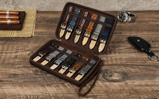 Artisan Elegance Genuine Leather Watch Band Organizer