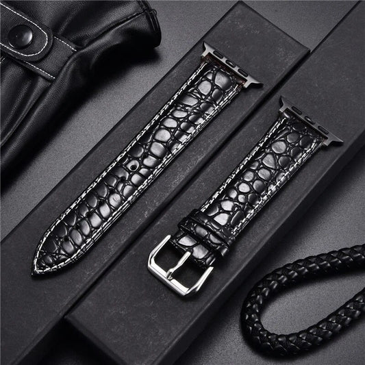 Crocus Elegance Genuine Crocodile-Patterned Leather Apple Watch Band